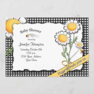 Daisy en Gingham Baby shower Invitation Kaart