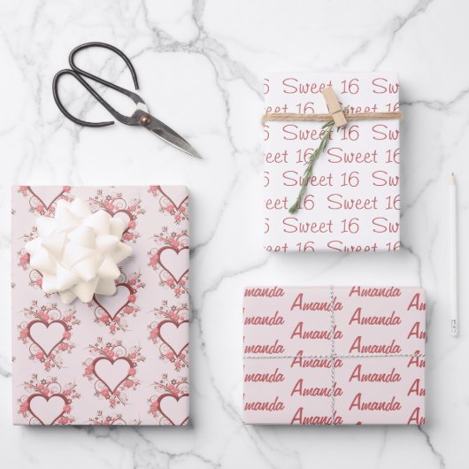 Daisy en Heart Sweet Sixteen Inpakpapier Vel (Voorkant)