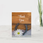 Daisy en Hoefijzer Westerne bruiloft Dank je Bedankkaart (Voorkant)