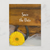 Daisy en Hoefijzer Westerne Wedding sparen de Datu Aankondigingskaart (Voorkant)