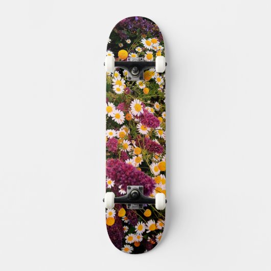 Daisy en paarse bloemen persoonlijk skateboard (Voorkant)