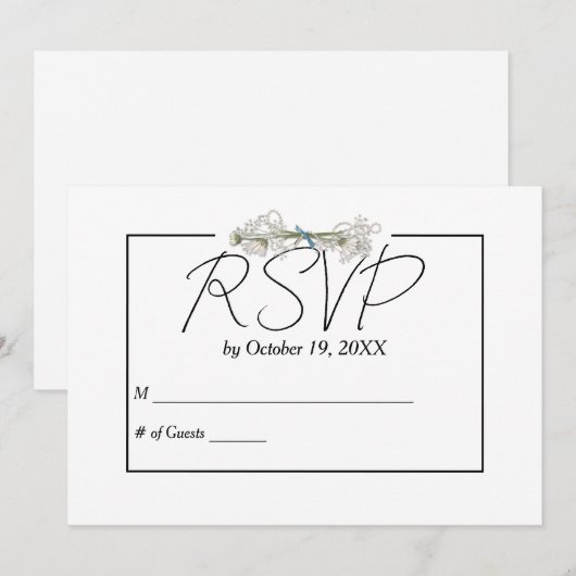 Daisy en Parels RSVP Huwelijk Kaart (Voorkant / Achterkant)