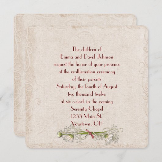 Daisy en Pearl Vow Renewal Uitnodiging (Voorkant / Achterkant)