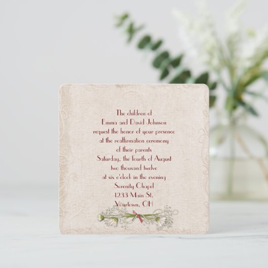 Daisy en Pearl Vow Renewal Uitnodiging (Staand voorkant)