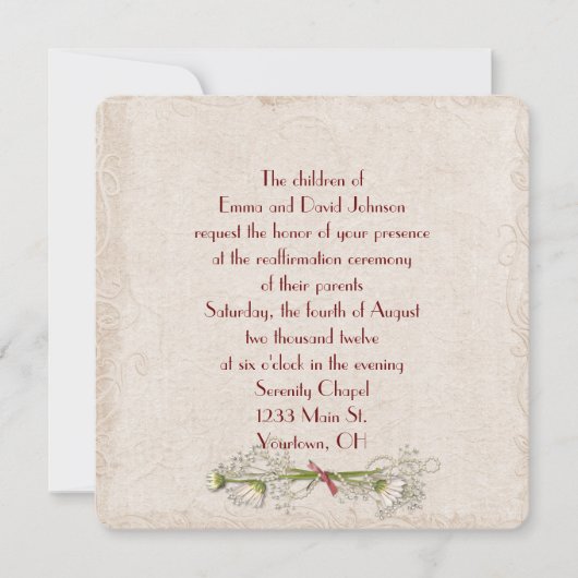 Daisy en Pearl Vow Renewal Uitnodiging (Voorkant)