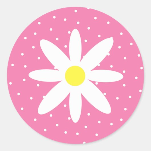 Daisy en Polka Dots Ronde Sticker (Voorkant)