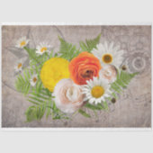 Daisy en Ranunculus Boeket Decoupage Tissue Pape Tissuepapier (Voorkant)