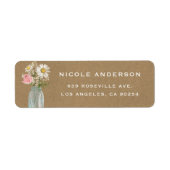 Daisy en Roos in Mason Jar Kraft Papier Etiket (Voorkant)