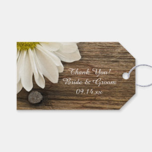Daisy en Schuur Hout Land Bruiloft Favor Tags Cadeaulabel
