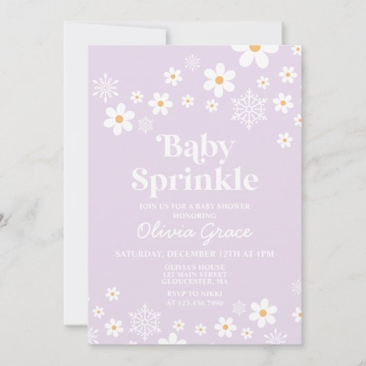 Daisy en Snowflake Retro Baby Sprinkle Kaart (Voorkant)