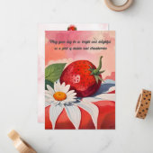 Daisy en Strawberry Flat Note Kaarten Notitiekaartje (Voorkant / Achterkant in situ)