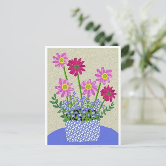 Daisy en vergeet me niet Briefkaart (Staand voorkant)