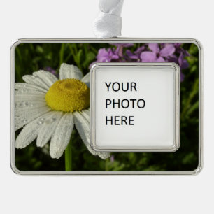 Daisy en Zomer Lila Wildflower Verzilverd Omlijst Ornament