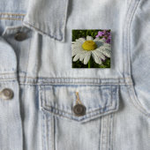 Daisy en Zomer Lila Wildflower Vierkante Button 5,1 Cm (In situ)
