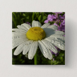 Daisy en Zomer Lila Wildflower Vierkante Button 5,1 Cm