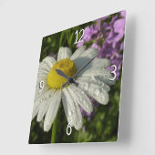 Daisy en Zomer Lila Wildflower Vierkante Klok (Hoek)