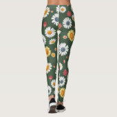 Daisy en Zonnebloem Bloemen Naadloos Patroon Leggings (Achterkant)