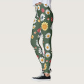 Daisy en Zonnebloem Bloemen Naadloos Patroon Leggings (Links)