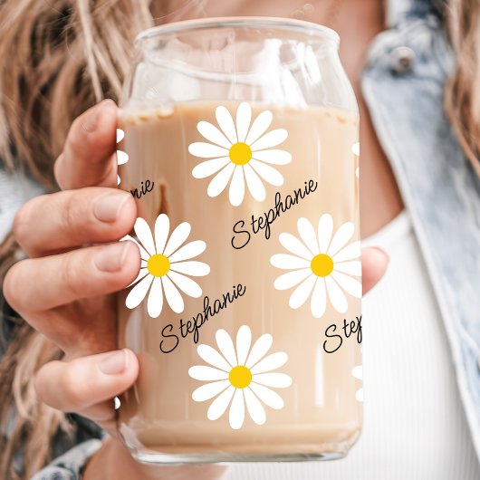 Daisy esthetische aangepaste naam blikvorm glas