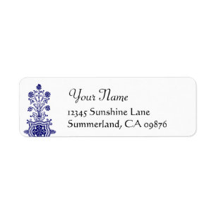 Daisy Etching in Blue Custom Return Address Etiket