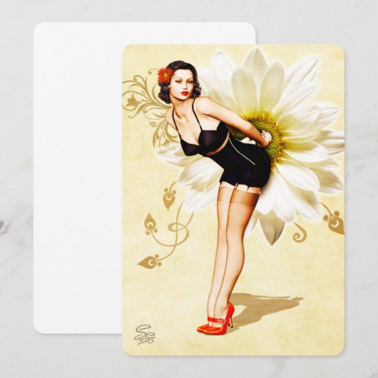 Daisy Face Pin-Up Party Uitnodiging (Voorkant / Achterkant)