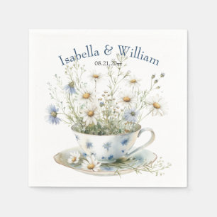 Daisy & Faded Blue Denim Bloemen in Teacup Custom Servet
