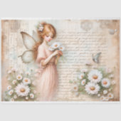 Daisy Fairy & Vlinder Script Ephemera Decoupage Tissuepapier (Voorkant)