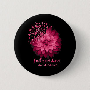 Daisy Faith Hope Love Breast Cancer Awareness Flow Ronde Button 5,7 Cm