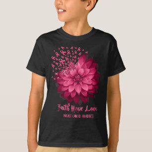 Daisy Faith Hope Love Breast Cancer Awareness Flow T-shirt