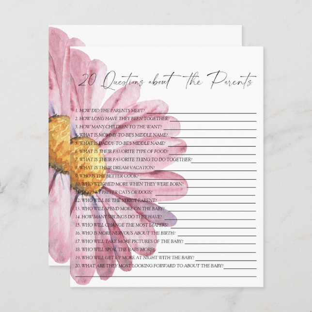 Daisy-feestspel | 20 vragen over de ouders (Voorkant / Achterkant)