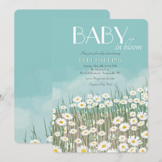 Daisy Field Baby shower Kaart (Voorkant / Achterkant)
