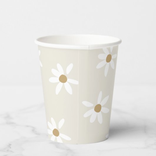 Daisy Field Birthday Party Paper Cups in beige Papieren Bekers (Rechts)