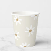 Daisy Field Birthday Party Paper Cups in beige Papieren Bekers (Voorkant)