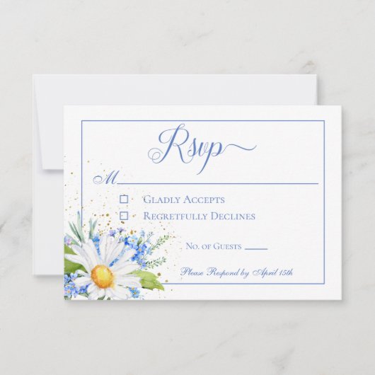 Daisy & Field Bloemen Boeket Bruiloft RSVP Kaartje (Voorkant)