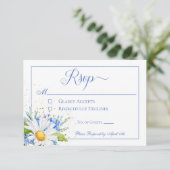 Daisy & Field Bloemen Boeket Bruiloft RSVP Kaartje (Staand voorkant)