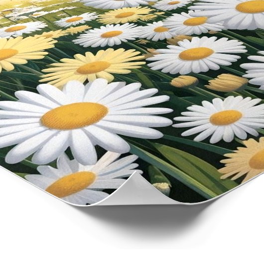 Daisy Field Poster – Heldere en vrolijke bloemen (Hoek)