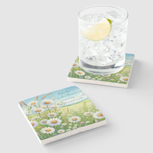 Daisy Field & Quote Stenen Onderzetter (Zijkant)