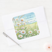 Daisy Field & Quote Vierkante Sticker (Envelop)