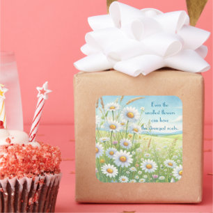 Daisy Field & Quote Vierkante Sticker
