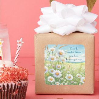 Daisy Field & Quote Vierkante Sticker