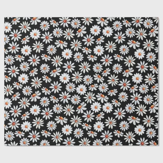 Daisy Filed Waterverf Black en White Cadeaupapier (Vlak)