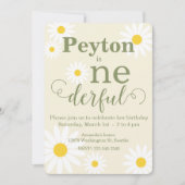 Daisy First Birthday Invitation Kaart (Voorkant)