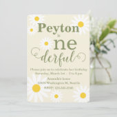 Daisy First Birthday Invitation Kaart (Staand voorkant)