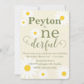 Daisy First Birthday Invitation Kaart (Voorkant)