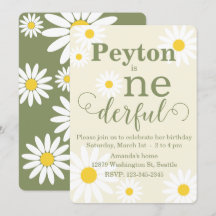 Daisy First Birthday Invitation