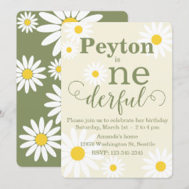 Daisy First Birthday Invitation Kaart