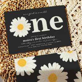 Daisy First Birthday Invitation Kaart