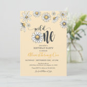 Daisy First Birthday Invitation - Wild One - Ylw Kaart (Staand voorkant)