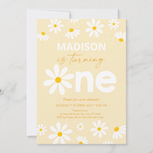 Daisy First Birthday Kaart (Voorkant)