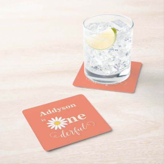 Daisy First Birthday Kartonnen Onderzetters (Insitu)